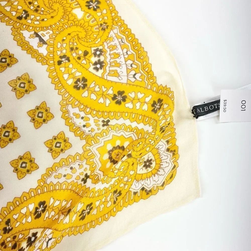 Talbots classic yellow printed scarf - Picture 5 of 6